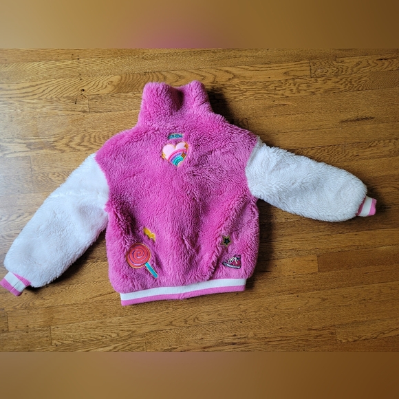 Lola+the Boys Varsity Patch Faux Fur Bomber - Picture 7 of 8